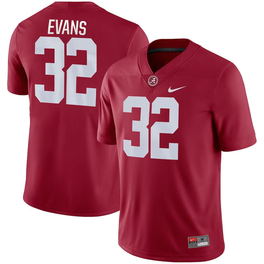 Men's Alabama Crimson Tide Rashaan Evans Crimson Player Game Jersey sports jersey product view 1