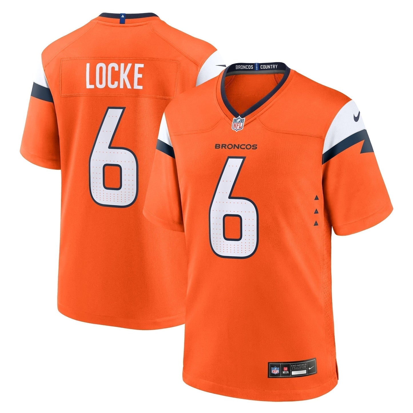 P.J. Locke Denver Broncos Team Game Jersey - Orange football jersey product view 1