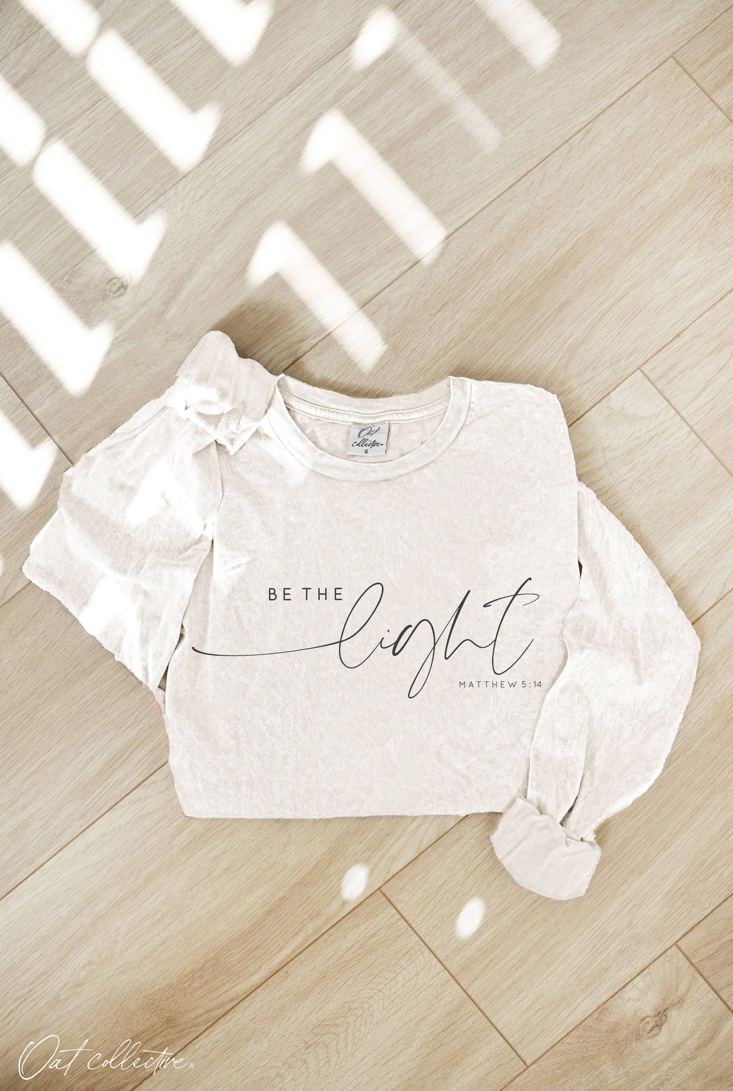 Be the Light  Mineral Washed Long Sleeve Graphic Unisex T-shirt, Sweatshirt, Hoodie, Long Sleeve Tee - T-Shirt, Sweatshirt, Hoodie