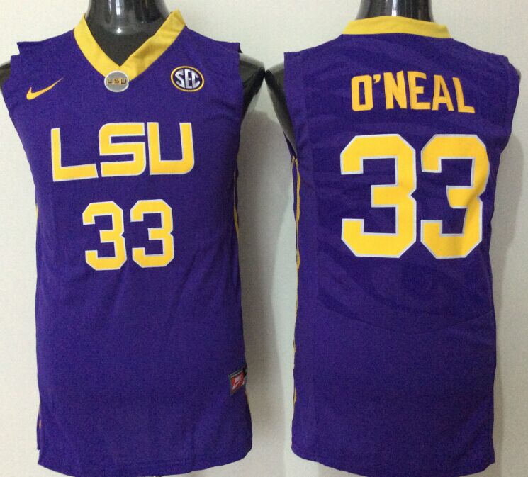 Men's LSU Tigers Shaquille O'Neal Purple Player Game Jersey basketball jersey product view 1