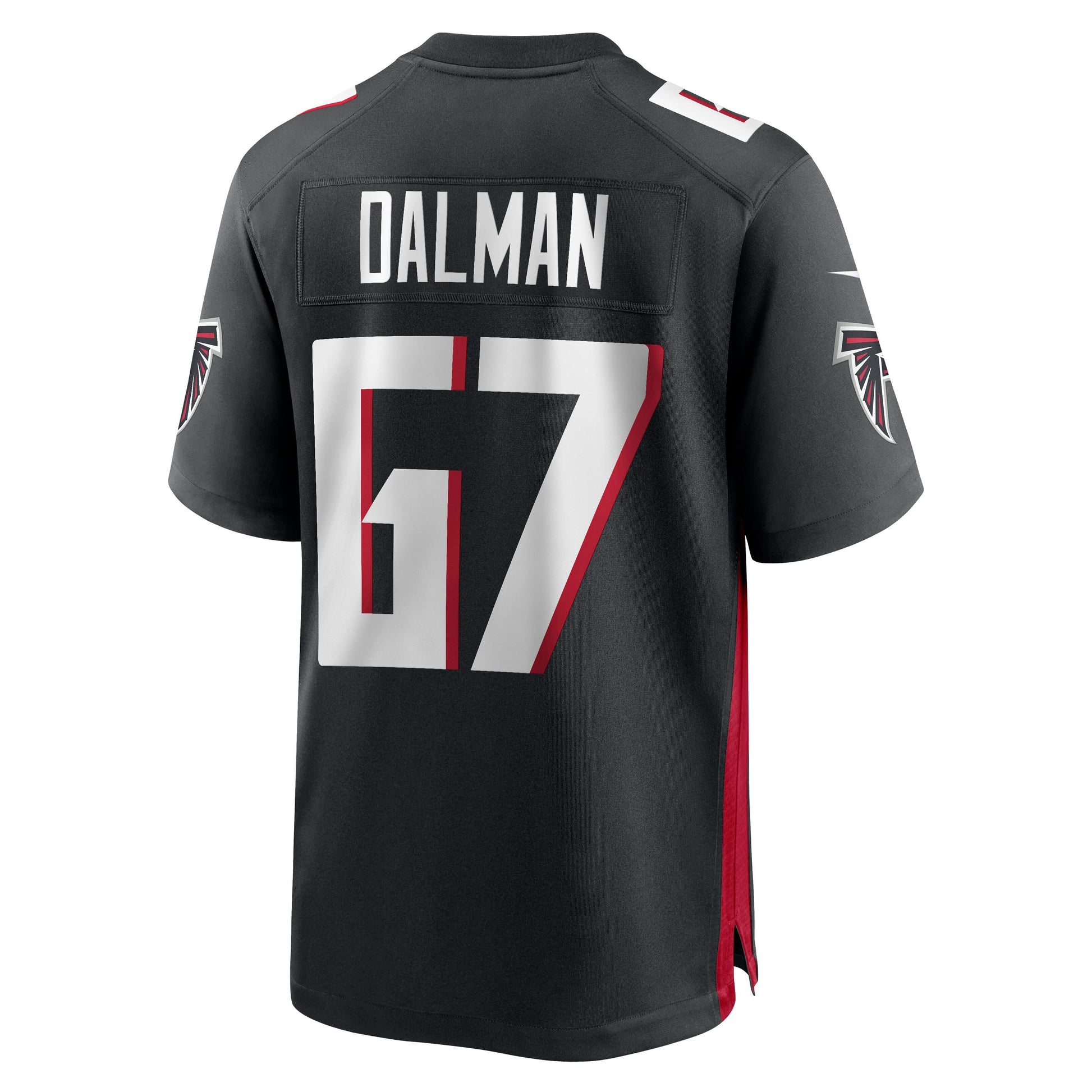 Drew Dalman Atlanta Falcons Game Jersey - Black football jersey product view 3