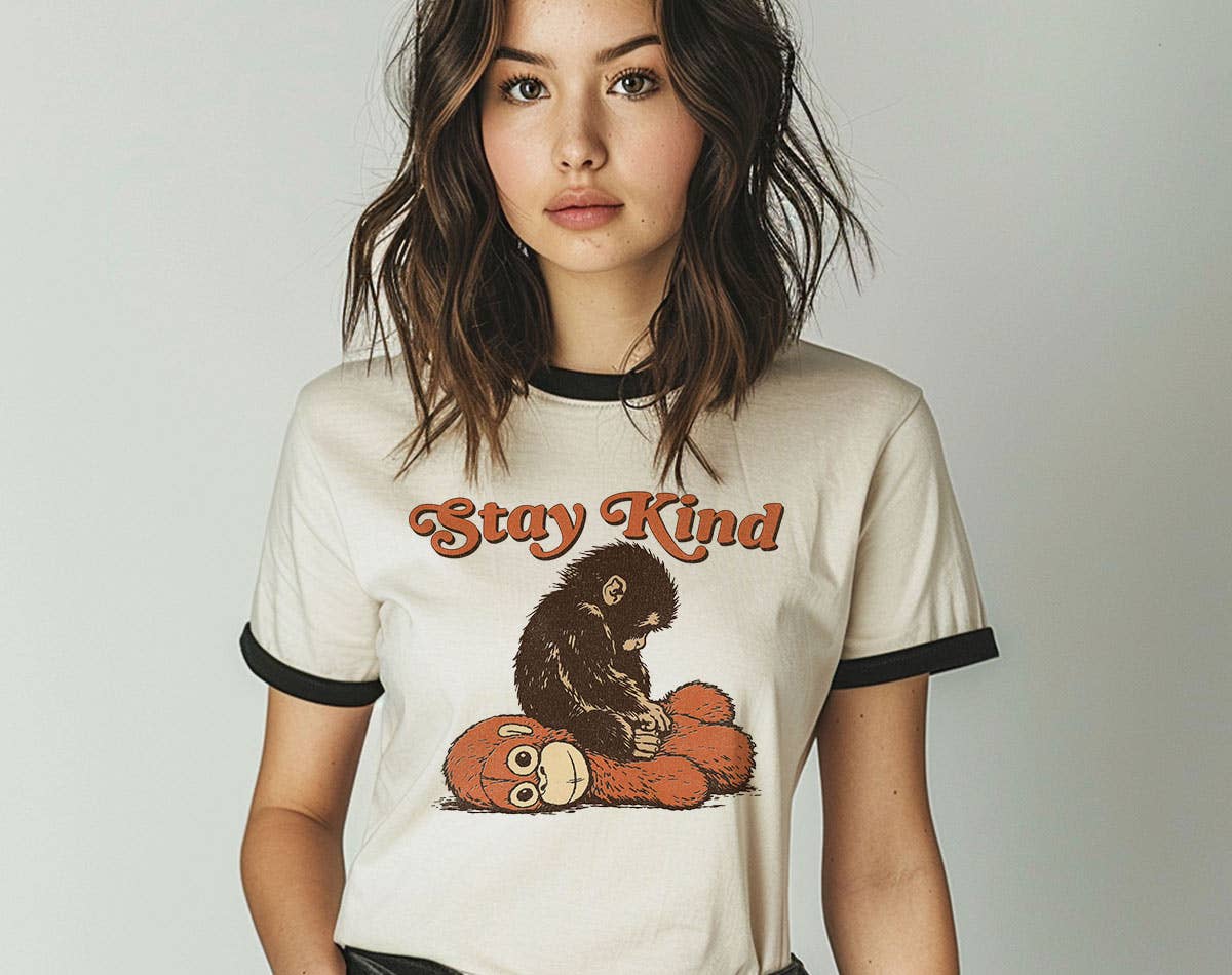 Stay Kind Baby Punch Monkey Cute Ringer Shirt Unisex T-shirt, Sweatshirt, Hoodie, Long Sleeve Tee - T-Shirt, Sweatshirt, Hoodie