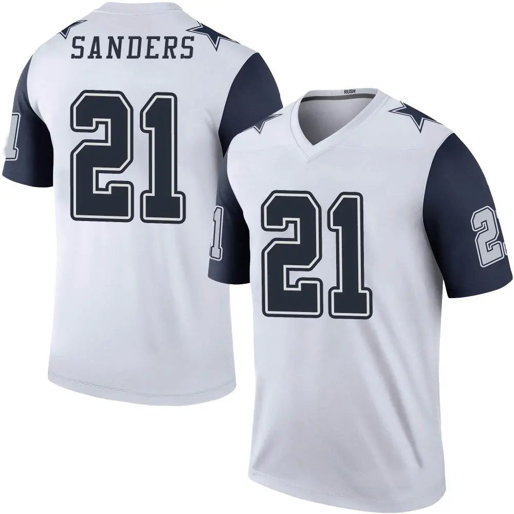 D.Cowboys #21 Deion Sanders White Team Legend Player Performance Top Jersey football jersey product view 1