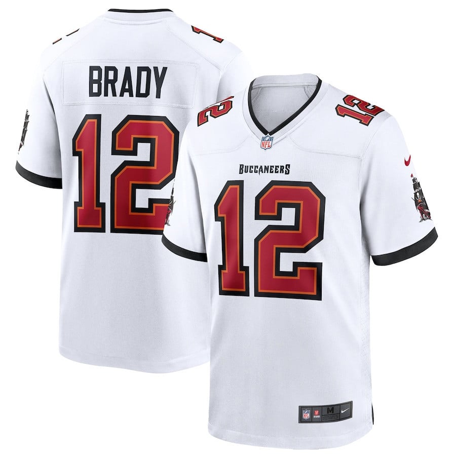 Tom Brady 12 Tampa Bay Buccaneers Men Game Jersey - White football jersey product view 1