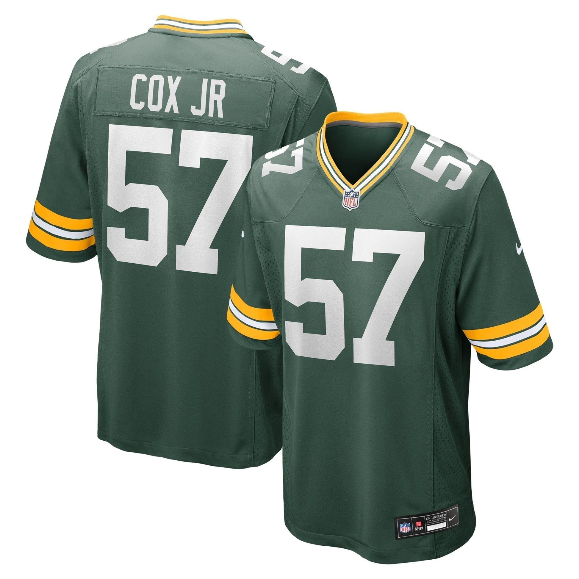 Brenton Cox Jr. Green Bay Packers Game Jersey - Green football jersey product view 1
