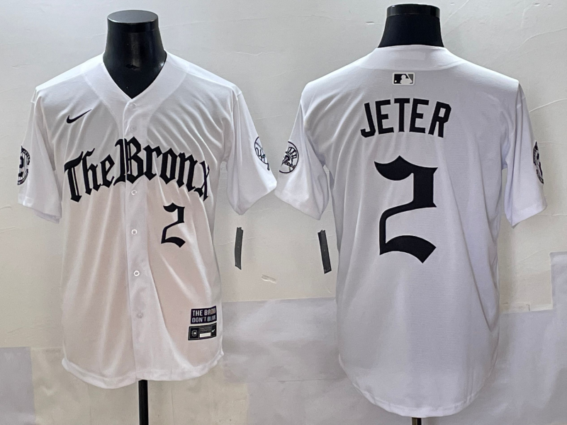 Men's New York Yankees Derek Jeter #2 White Alternate Limited Player Jersey baseball jersey product view 1