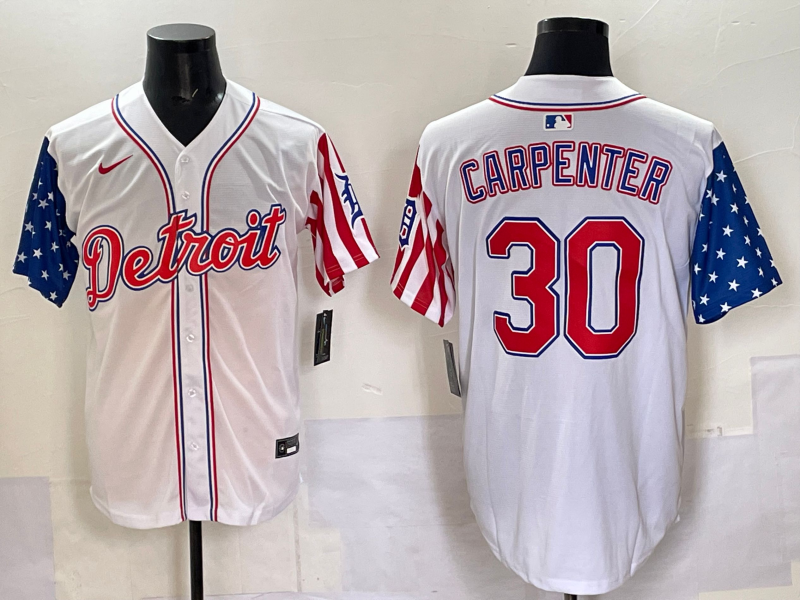 Men's Detroit Tigers Kerry Carpenter #30 White Limited Player Jersey baseball jersey product view 1