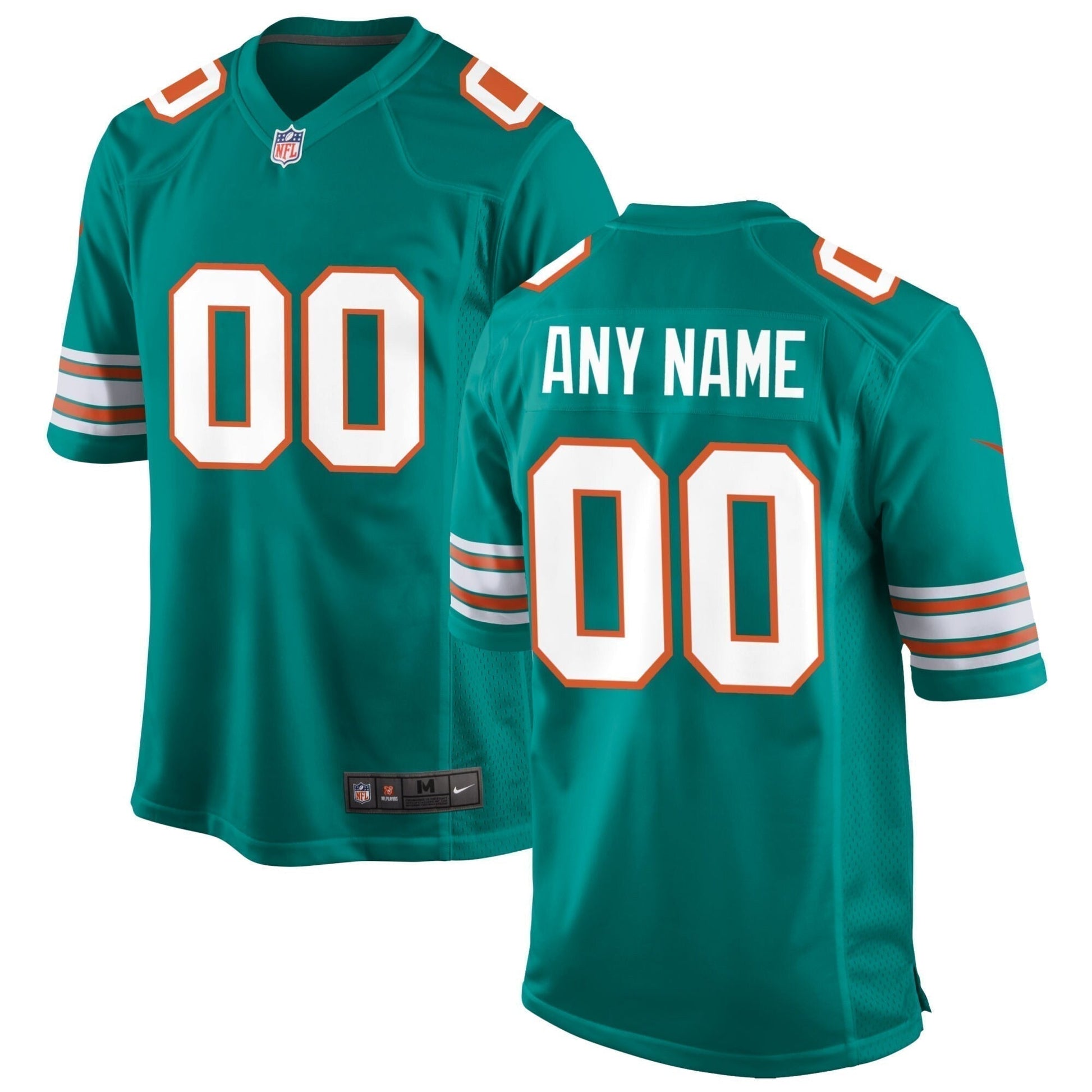 Miami Dolphins Alternate Custom Game Jersey - Aqua football jersey product view 1