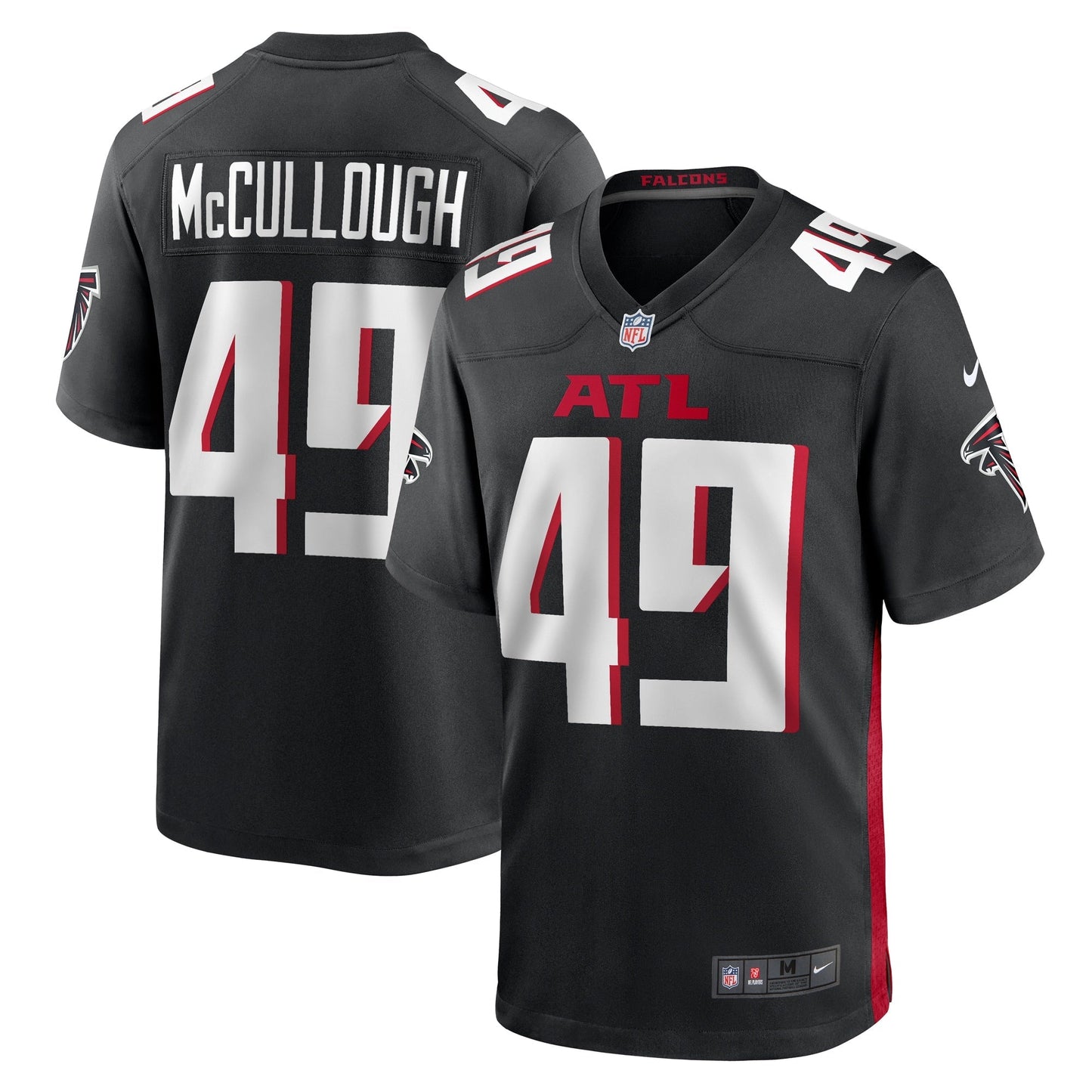 Liam McCullough Atlanta Falcons Team Game Jersey - Black football jersey product view 1