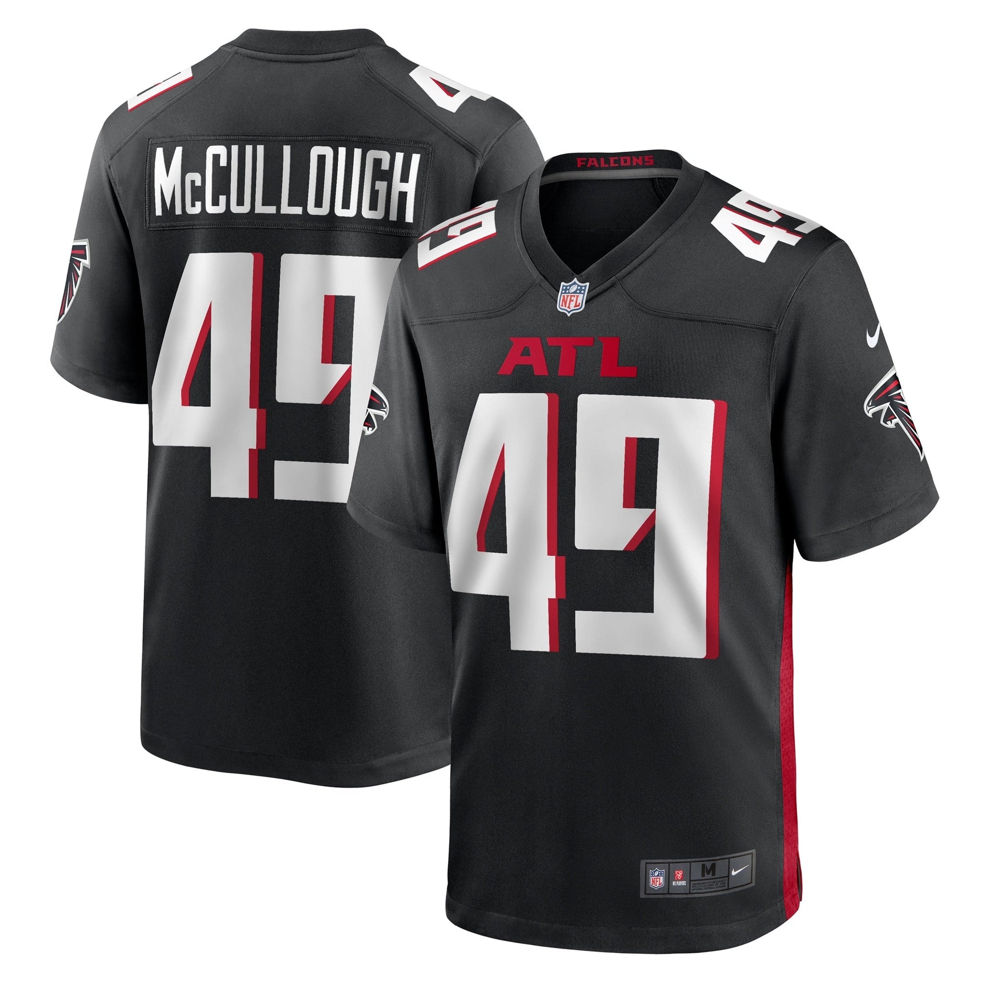 Liam McCullough Atlanta Falcons Team Game Jersey - Black football jersey product view 1