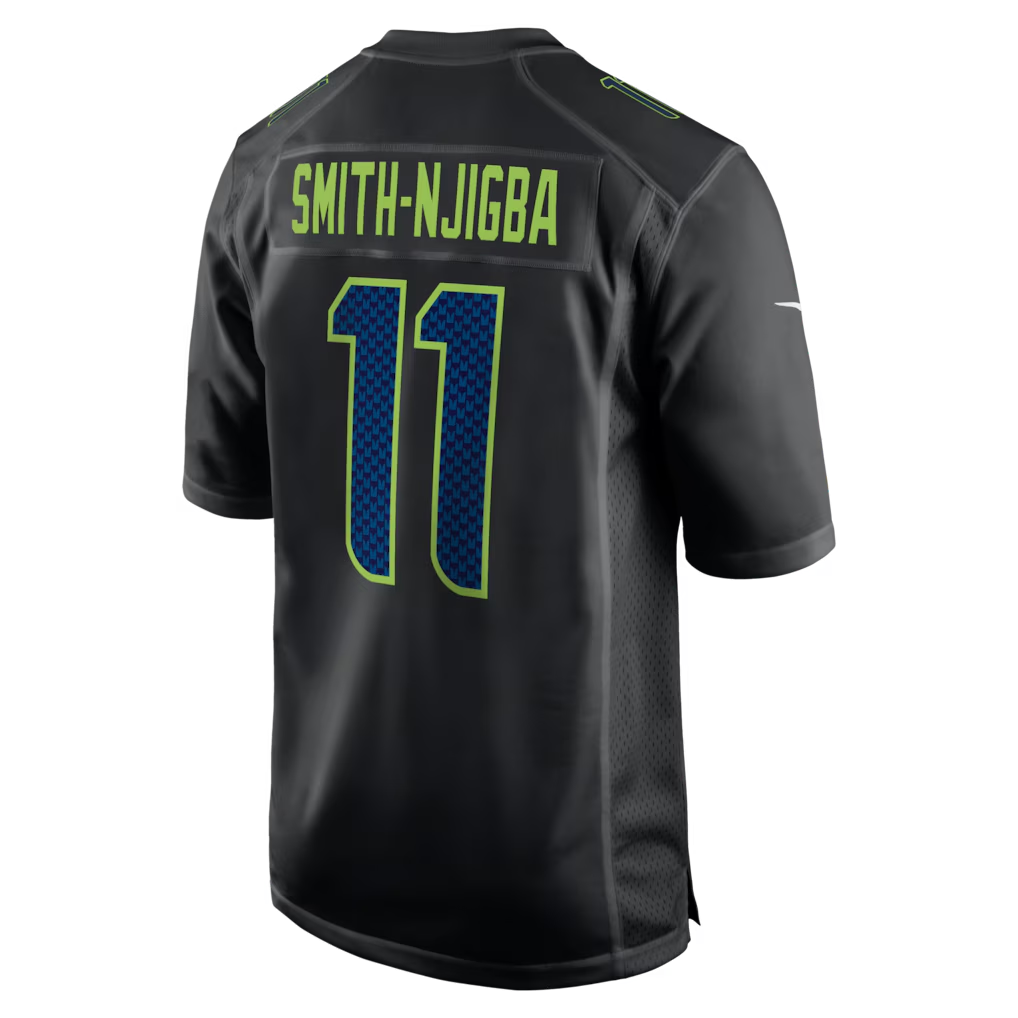 Men's Seattle Seahawks Jaxon Smith-Njigba Black Super Bowl LX Patch Carbon Fashion Game Jersey football jersey product view 3