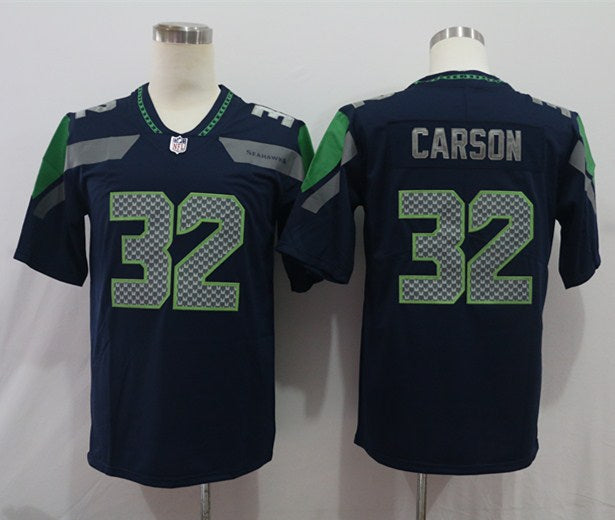 Men's Seattle Seahawks Chris Carson Navy Game Jersey football jersey product view 1