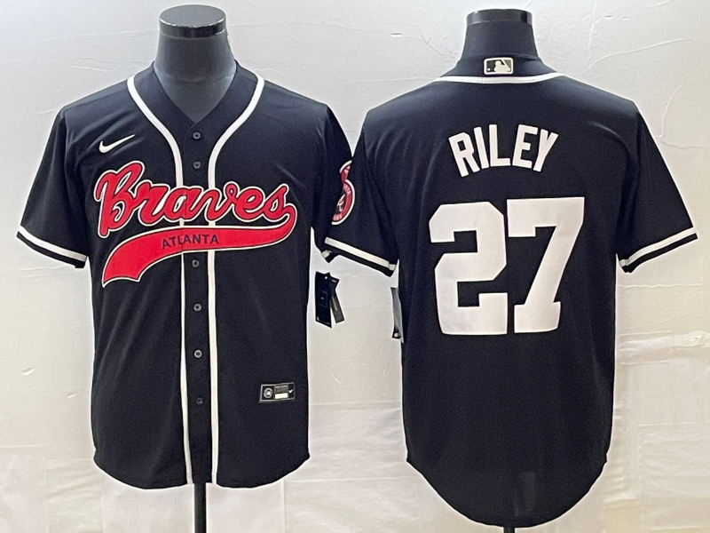 Men's Atlanta Braves Austin Riley #27 Black Replica Player Jersey Joint Edition baseball jersey product view 1