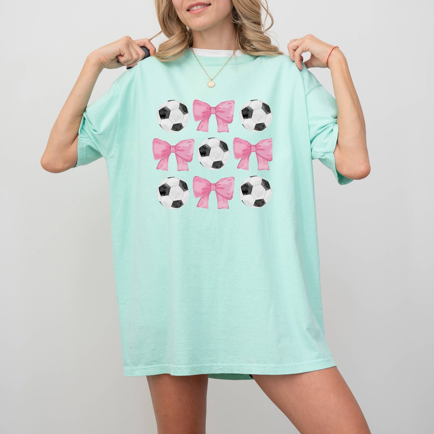 Preppy Bows, Soccer and Bows, Soccer Graphic Apparel Unisex T-shirt, Sweatshirt, Hoodie, Long Sleeve Tee - T-Shirt, Sweatshirt, Hoodie