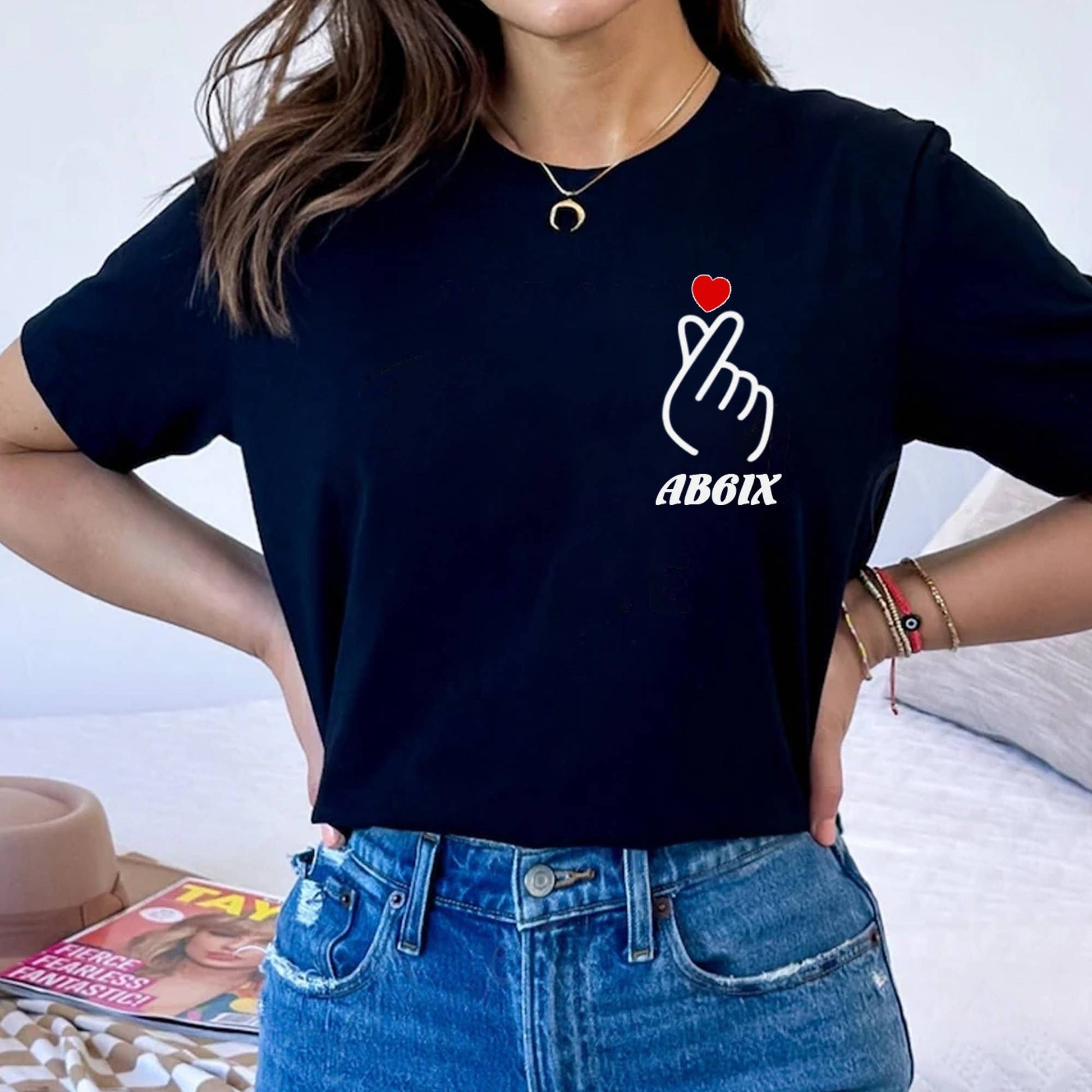 AB6IX-Inspired T-Shirts - Spread Love with Finger Heart Unisex T-shirt, Sweatshirt, Hoodie, Long Sleeve Tee - T-Shirt, Sweatshirt, Hoodie