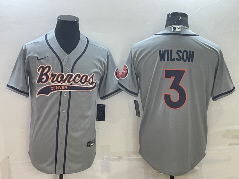 Men's Denver Broncos Russell Wilson Gray Game Jersey Joint Edition football jersey product view 1