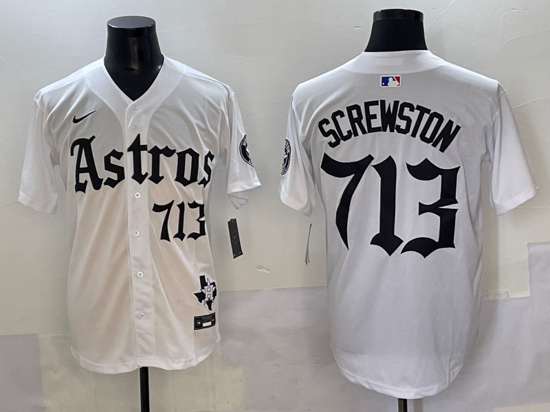 Men's Houston Astros Screwston White Team Player Jersey baseball jersey product view 1