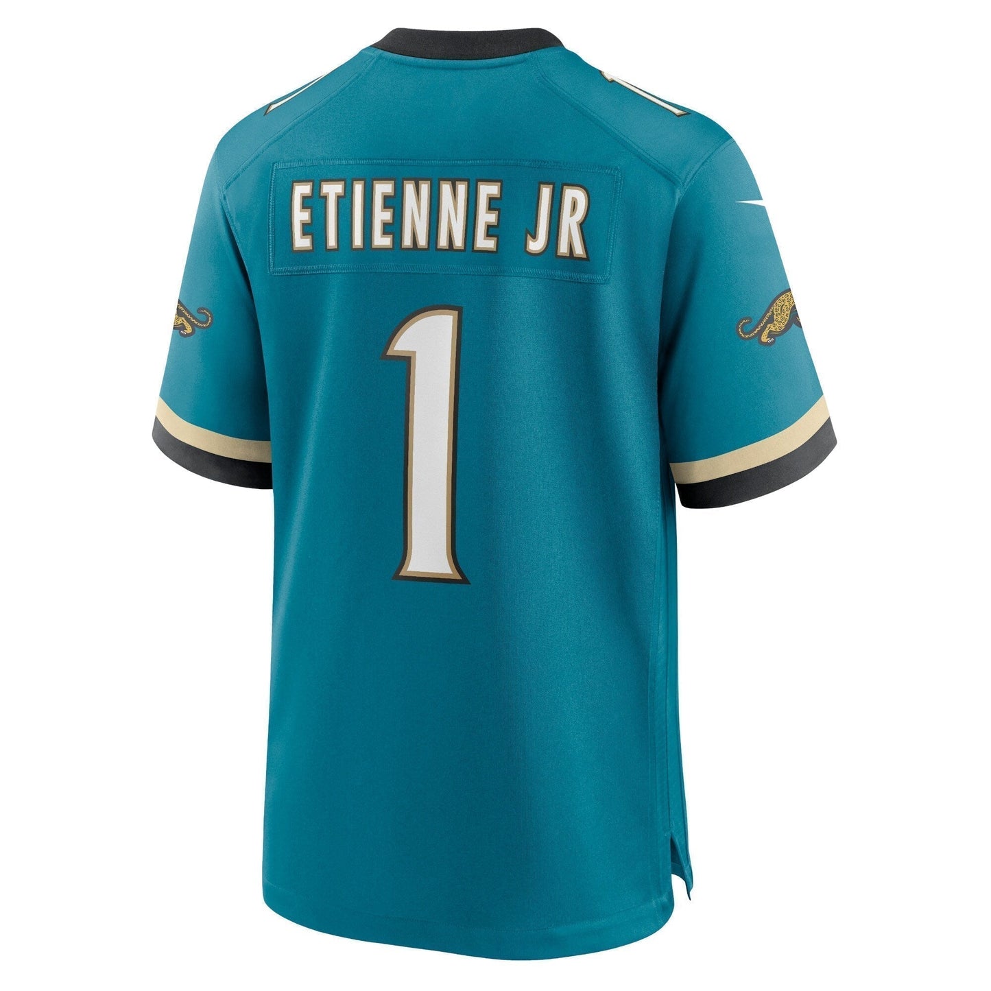 Travis Etienne Jr Jacksonville Jaguars Prowler Throwback Game Jersey - Teal football jersey product view 3