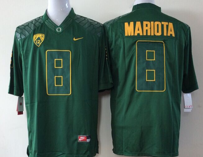Men's Oregon Ducks Marcus Mariota #8 Green Player Game Jersey sports jersey product view 1