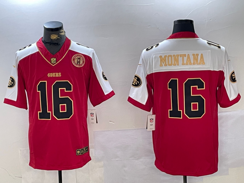 Men's San Francisco 49ers Joe Montana Scarlet Player Game Jersey football jersey product view 1