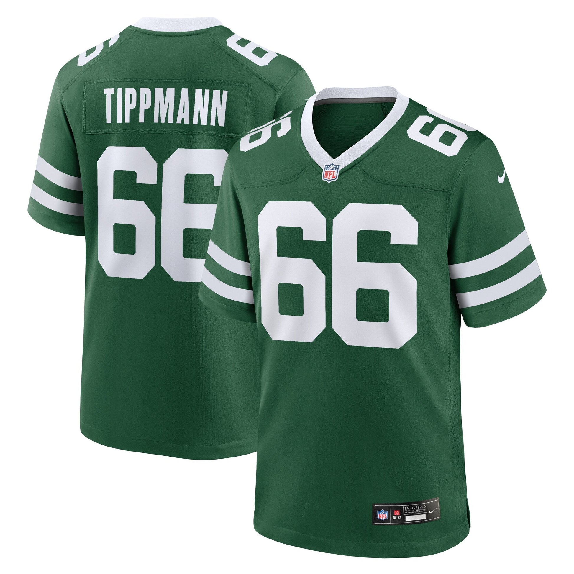 Joe Tippmann New York Jets Team Game Jersey - Legacy Green football jersey product view 1