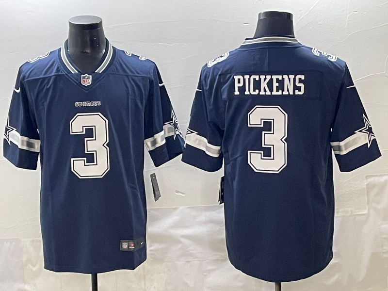 Men's Dallas Cowboys George Pickens #3 Navy Game Jersey football jersey product view 1