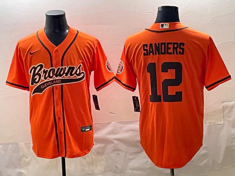 Men's Cleveland Browns Shedeur Sanders Orange Game Player Jersey football jersey product view 1