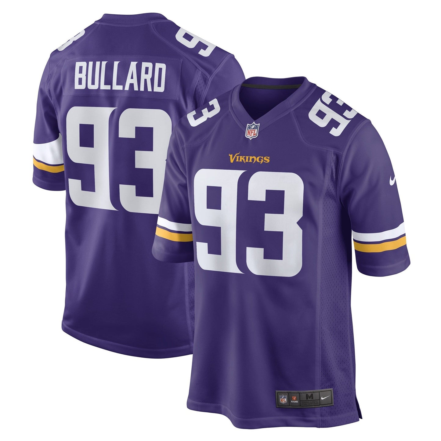 Jonathan Bullard Minnesota Vikings Game Jersey - Purple football jersey product view 1