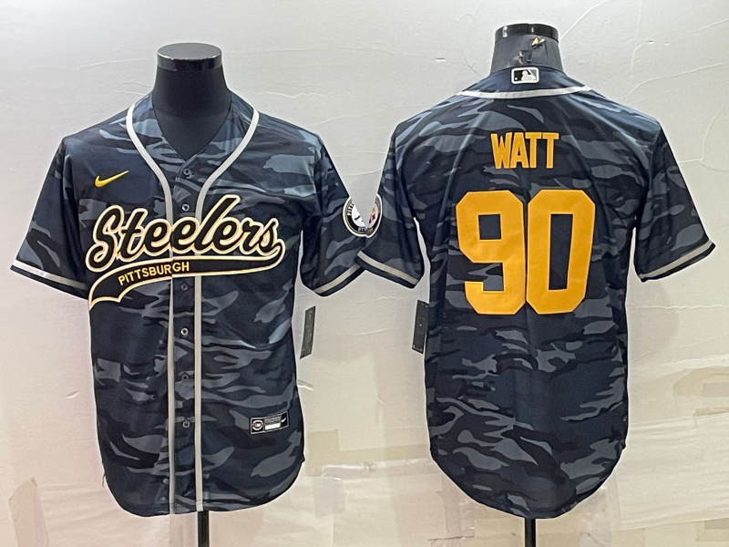 Men's Pittsburgh Steelers T.J. Watt Gray Camouflage Game Jersey Joint edition football jersey product view 1