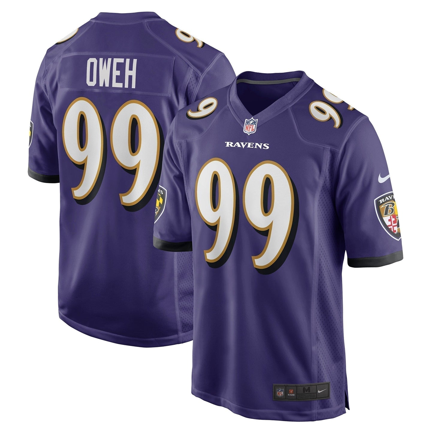 Odafe Oweh Baltimore Ravens Game Jersey - Purple football jersey product view 1