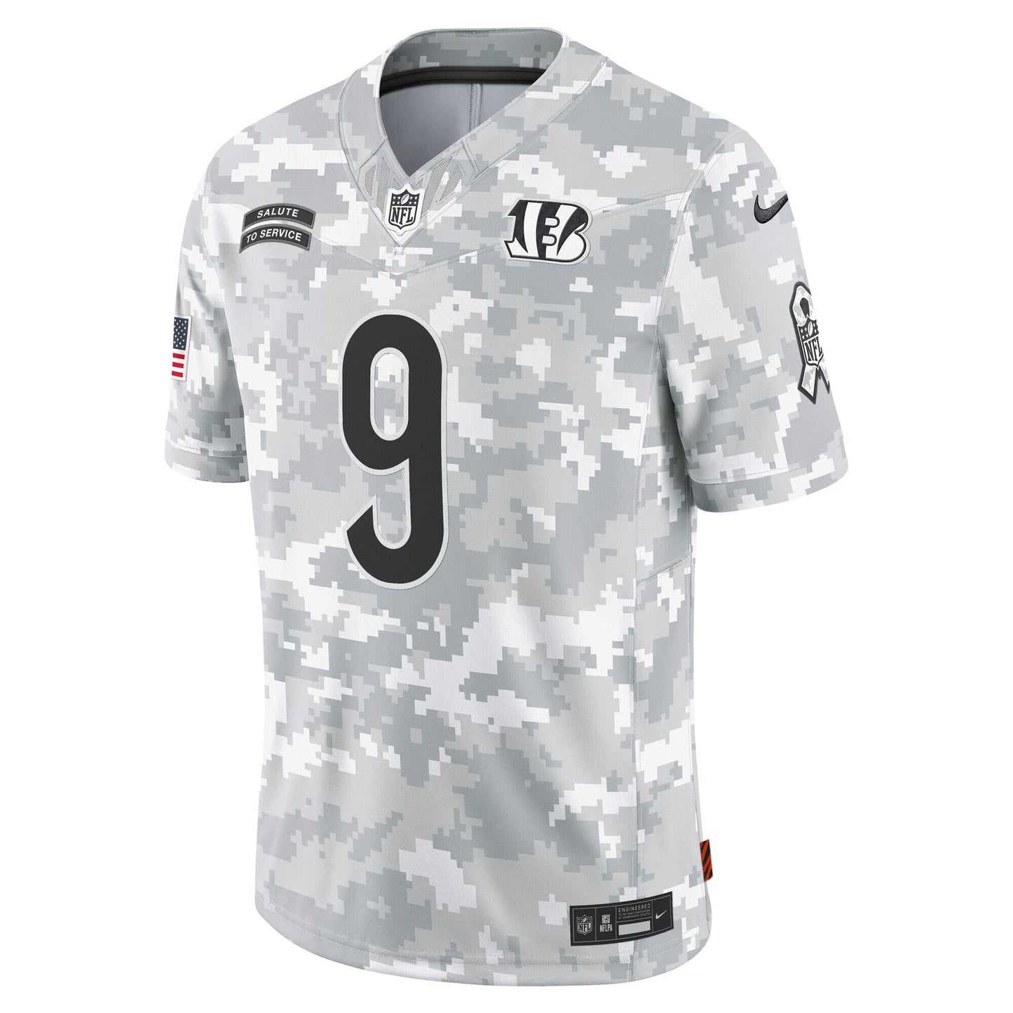 Joe Burrow Cincinnati Bengals 2024 Salute to Service Limited Jersey - Arctic Camo football jersey product view 2