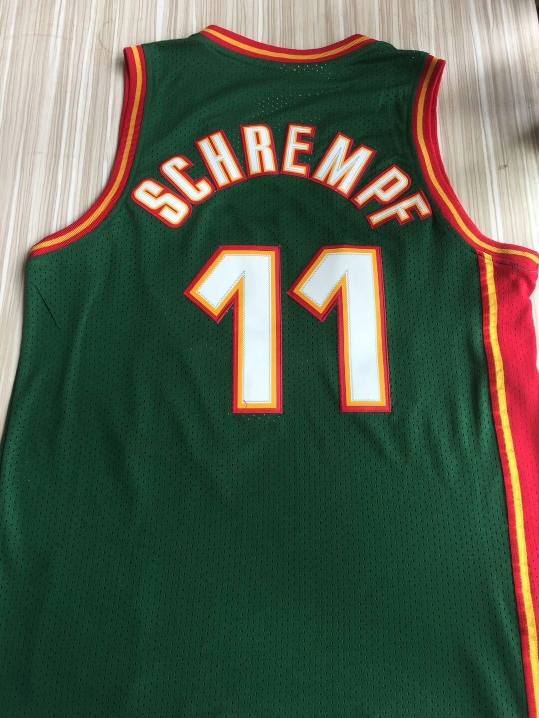 SuperSonics No. 11 Detlef Schrempf Retro Green Jersey basketball jersey product view 2