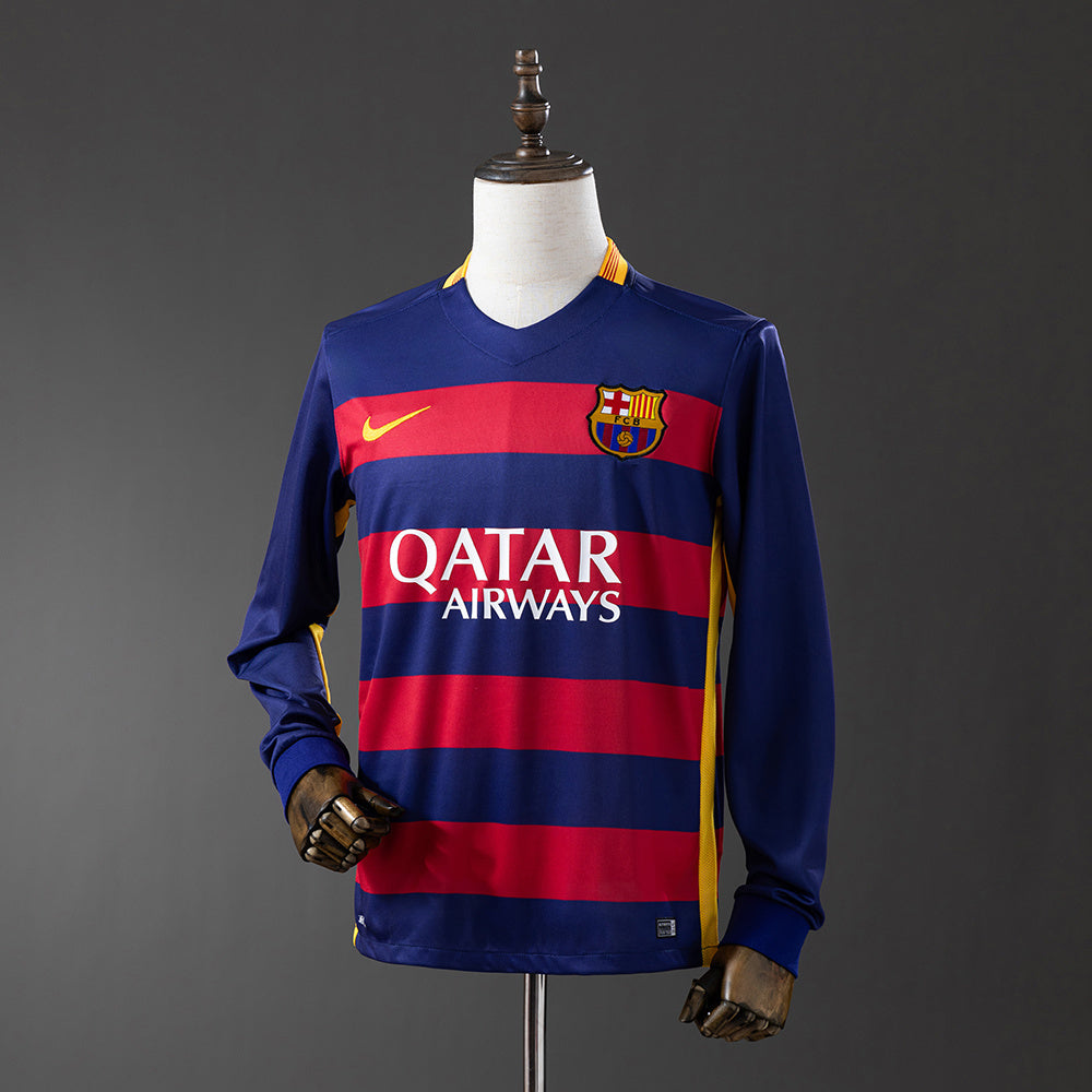 Barcelona 15/16 Home Long Sleeve Retro Jersey sports jersey product view 1