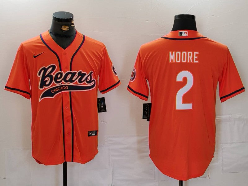 Men's Chicago Bears D.J. Moore #2 Orange Game Jersey1 football jersey product view 1