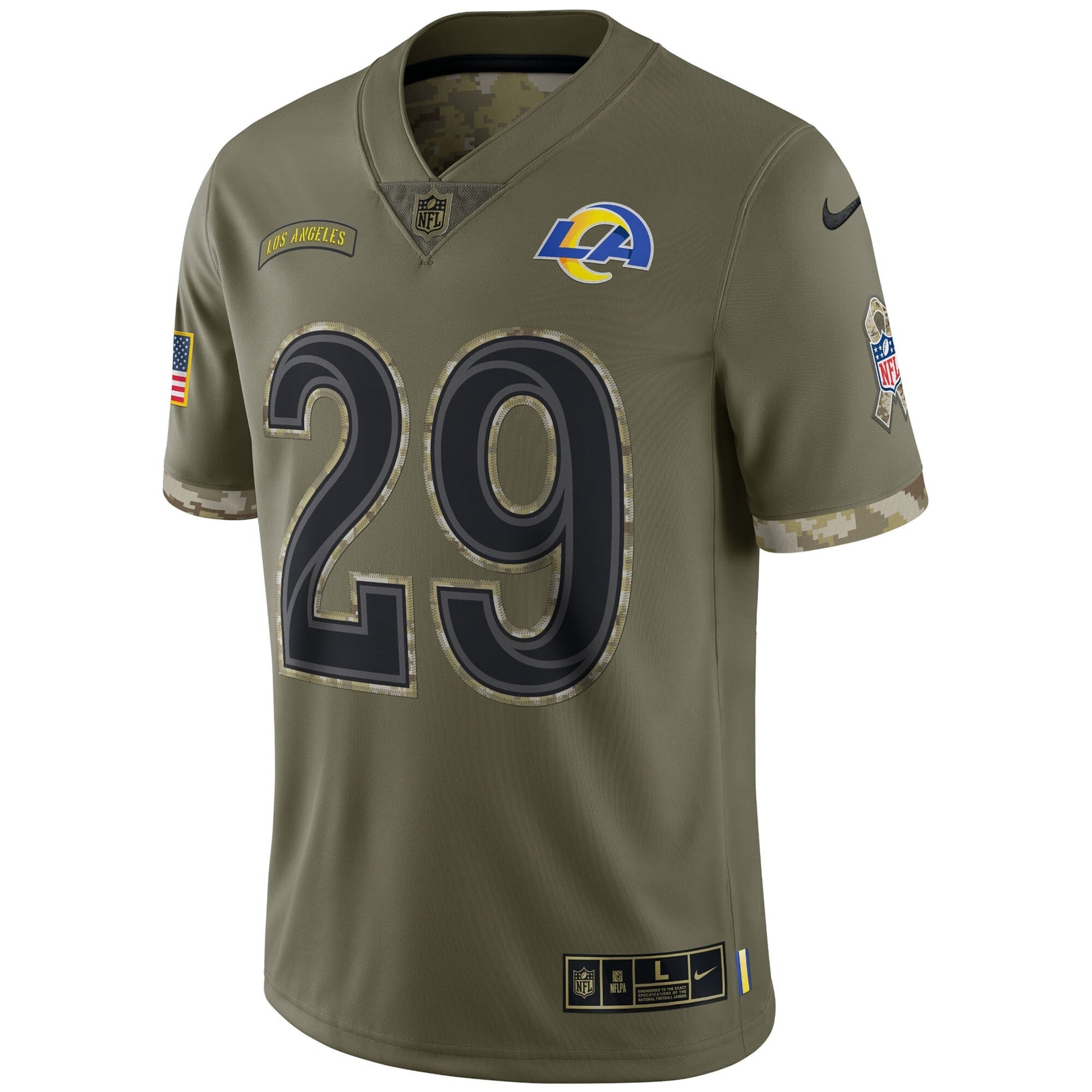 Eric Dickerson Los Angeles Rams Salute To Service Retired Limited Jersey - Olive football jersey product view 2
