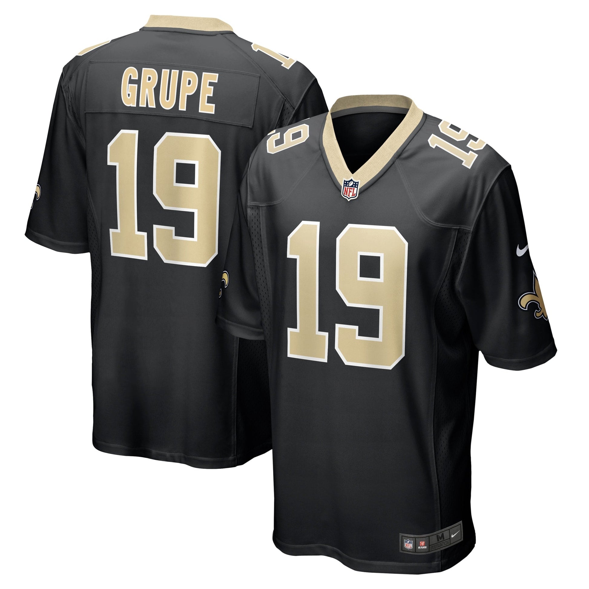 Blake Grupe New Orleans Saints Team Game Jersey - Black football jersey product view 1