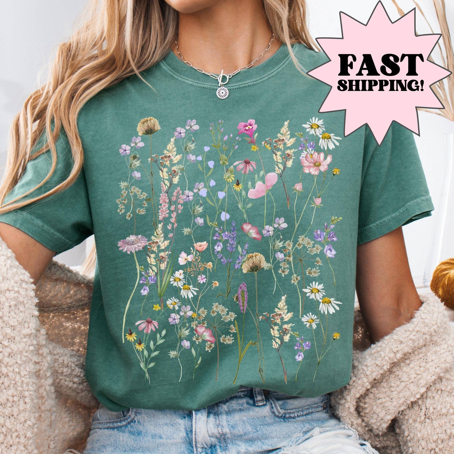 Vintage Pressed Flowers Botanical Floral Tee Unisex T-shirt, Sweatshirt, Hoodie, Long Sleeve Tee - T-Shirt, Sweatshirt, Hoodie