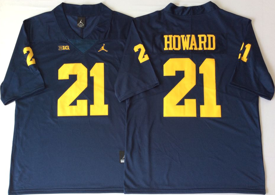 Men's Michigan Wolverines Desmond Howard Navy Alumni Player Game Jersey sports jersey product view 1