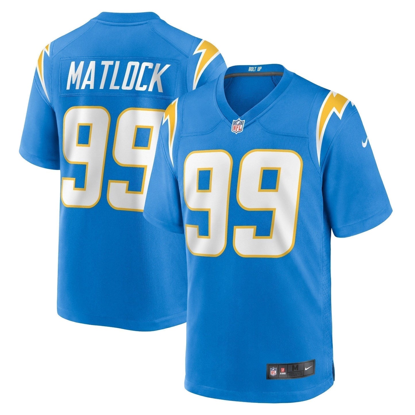 Scott Matlock Los Angeles Chargers Team Game Jersey - Powder Blue football jersey product view 1