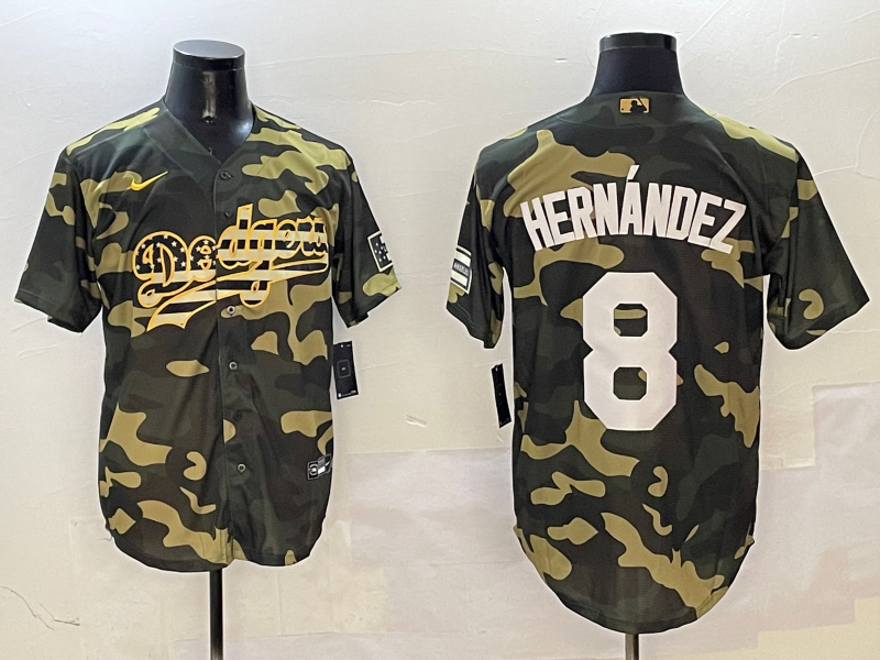 Men's Los Angeles Dodgers Enrique Hernandez #8 Camouflage Replica Player Jersey baseball jersey product view 1