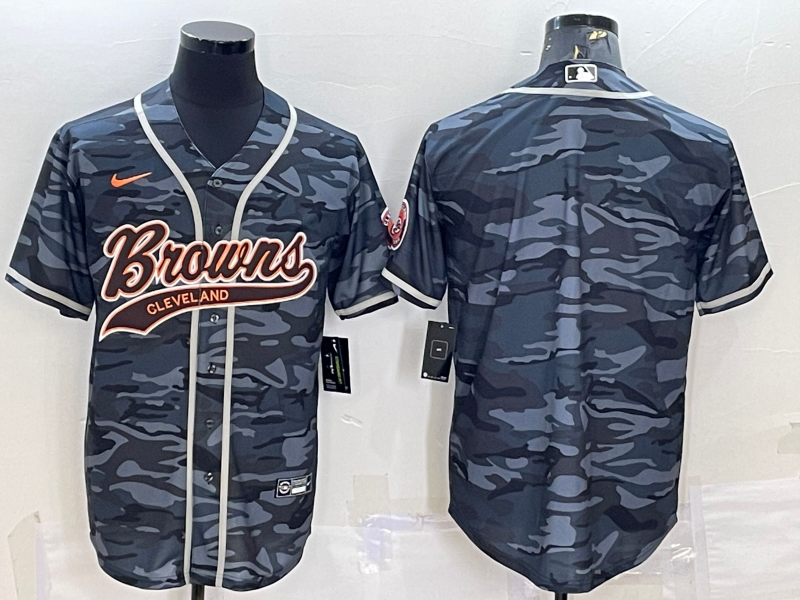 Men's Cleveland Browns Grey Camouflage Blank Jersey football jersey product view 1