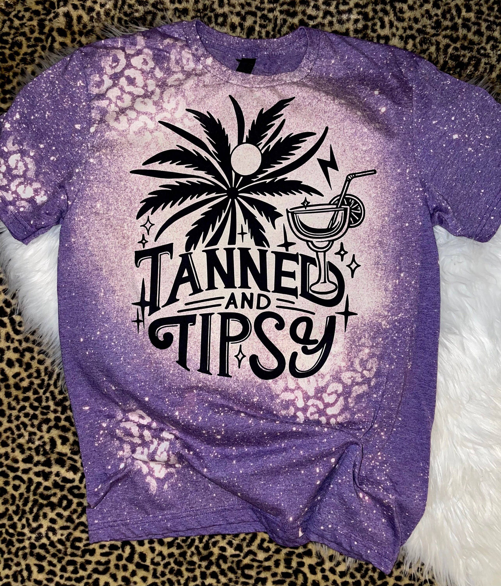 Tanned and Tipsy Bleached T-Shirt - Summer Vibes Graphic Tee Unisex T-shirt, Sweatshirt, Hoodie, Long Sleeve Tee - T-Shirt, Sweatshirt, Hoodie