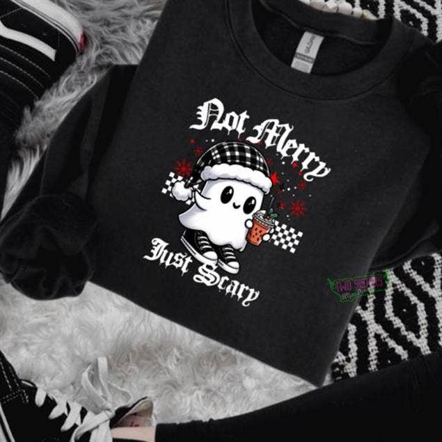 Not Merry Just Scary Unisex Crewneck Sweatshirt Pullover Unisex T-shirt, Sweatshirt, Hoodie, Long Sleeve Tee - T-Shirt, Sweatshirt, Hoodie