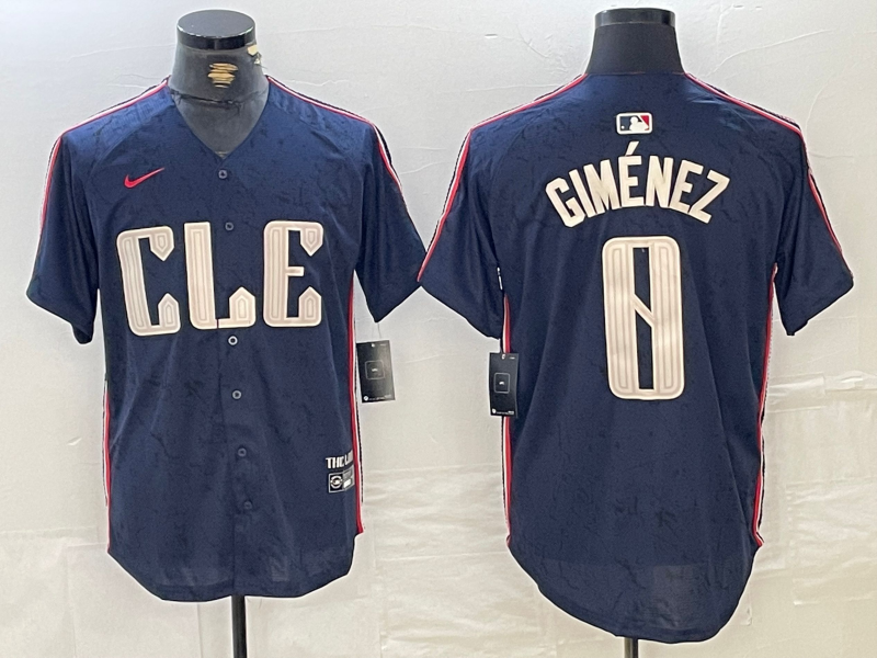 Men's Cleveland Guardians Andres Gimenez #0 Navy 2024 City Connect Limited Jersey1 baseball jersey product view 1