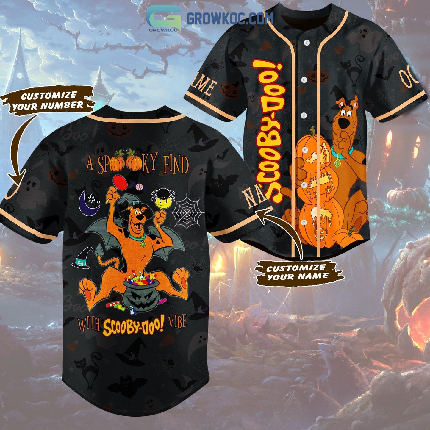A Spooky Find With Scooby Doo Vibe Halloween Personalized Baseball Jersey Unisex T-shirt, Sweatshirt, Hoodie, Long Sleeve Tee - T-Shirt, Sweatshirt, Hoodie