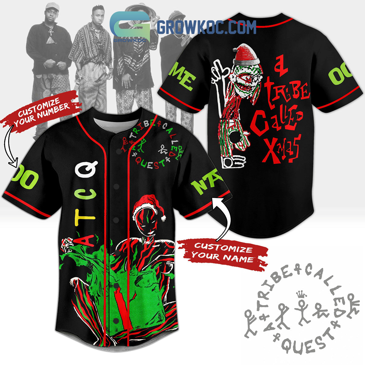 A Tribe Called Quest ATCQ A Tribe Called Xmas Christmas Winter Holiday Custom Name Number Personalized Baseball Jersey - T-Shirt, Sweatshirt, Hoodie