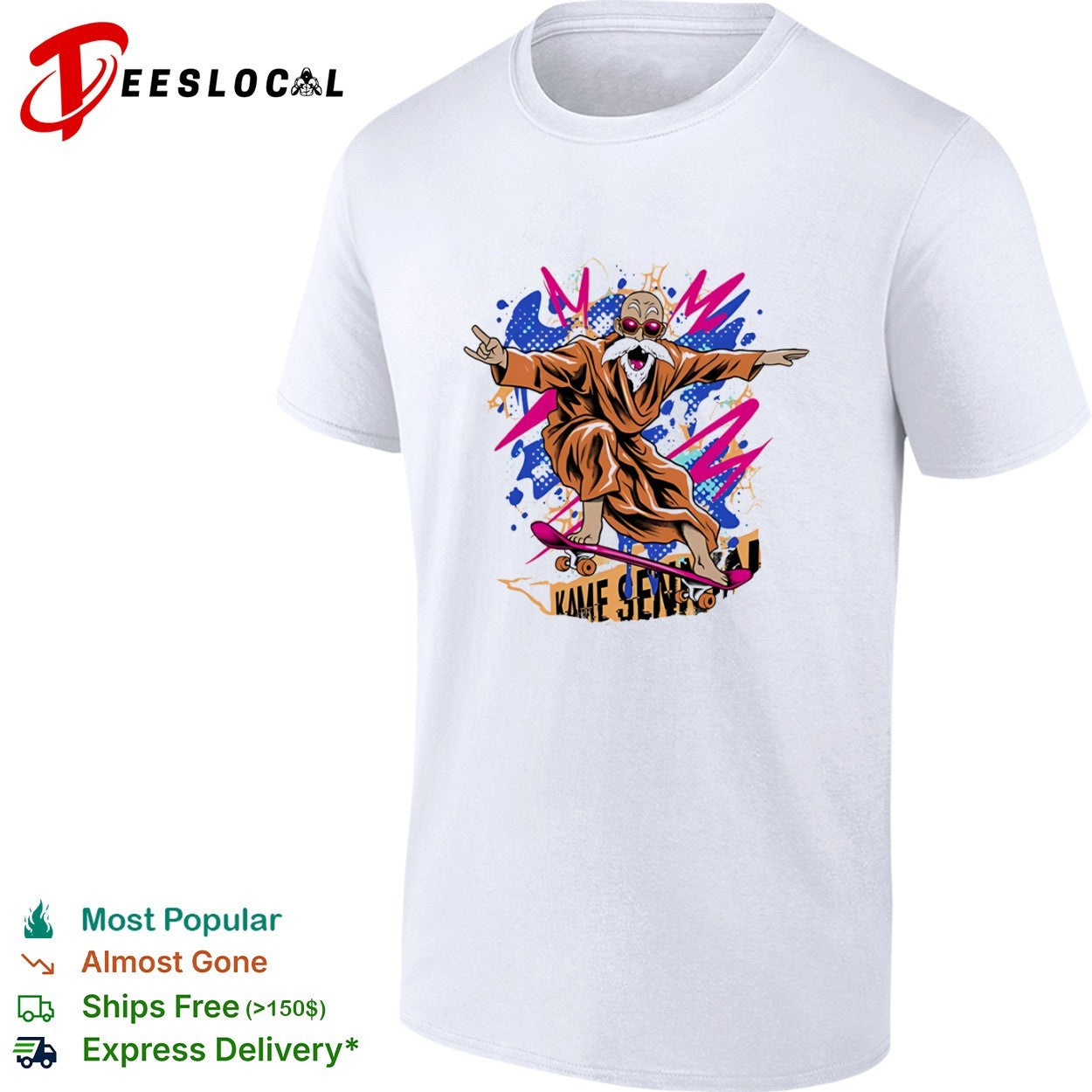 A skateboarding Master Roshi Shaolin Skate Sage shirt Unisex T-shirt, Sweatshirt, Hoodie, Long Sleeve Tee - T-Shirt, Sweatshirt, Hoodie