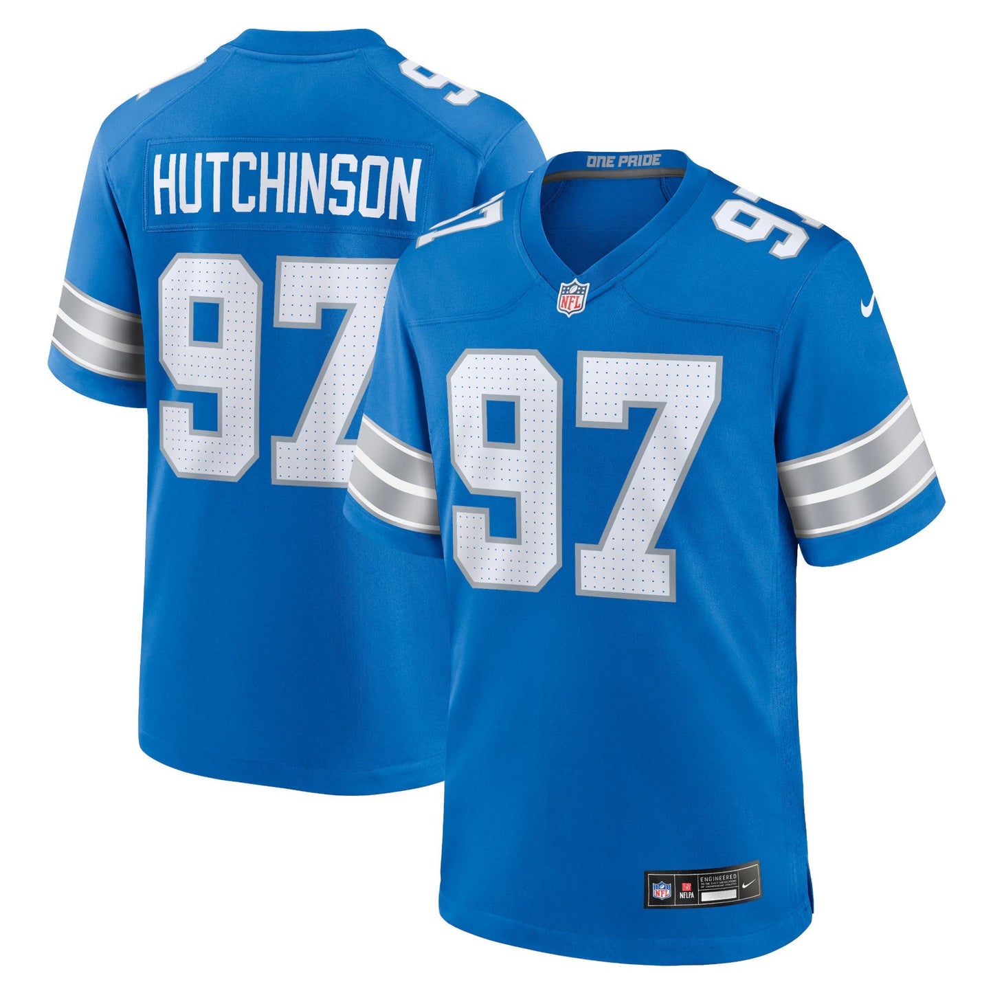 Detroit Lions Aidan Hutchinson Blue Game Jersey football jersey product view 1