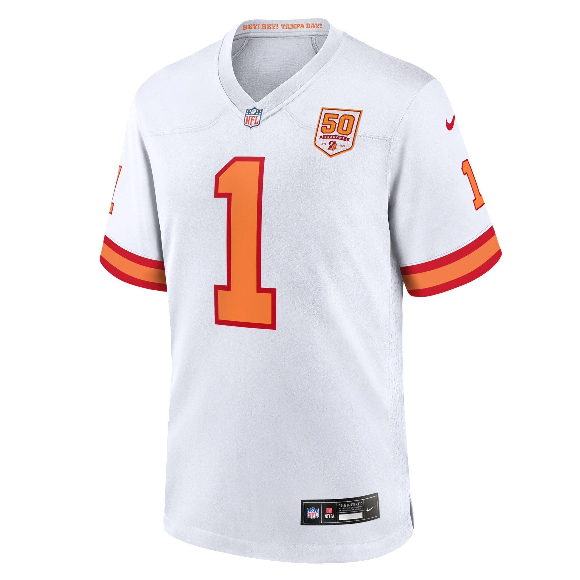 76 Tampa Bay Buccaneers Rachaad White White 50th Season Game Jersey football jersey product view 2