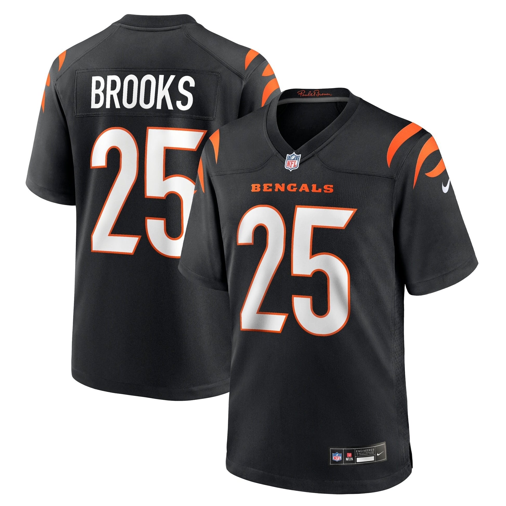 Cincinnati Bengals Tahj Brooks Black Team Game Jersey football jersey product view 1